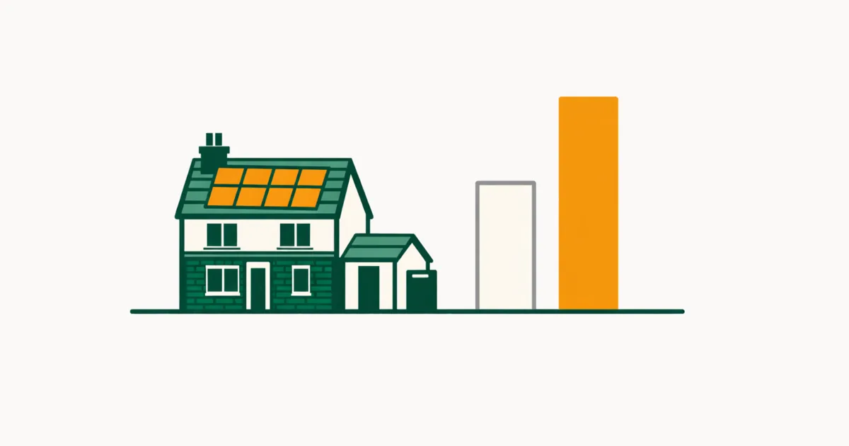 Illustration accompanying 10 solar panels and a battery: what it costs and what it returns